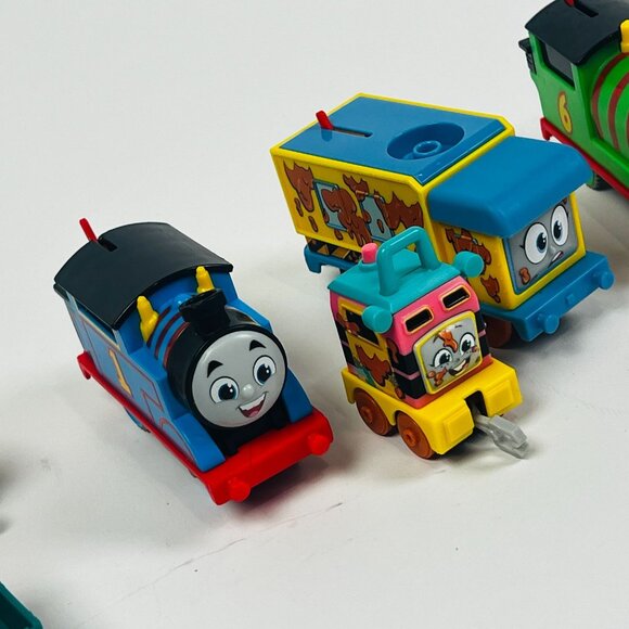 Thomas & Friends Mini Train Toy 4 Colorful Characters Engines & 2 Train Cars - Picture 3 of 9